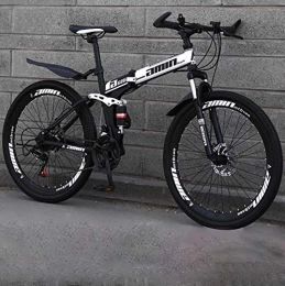 WYZQ Folding Mountain Bike WYZQ 26 Inch Mountain Bikes, High-Carbon Steel Softtail Mountain Bicycle, Lightweight Folding Bicycle with Adjustable Seat, Double Disc Brake, Spring Fork, A1, 21 speed
