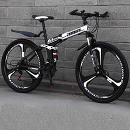 WYZQ Folding Mountain Bike WYZQ 26 Inch Mountain Bikes, High-Carbon Steel Softtail Mountain Bicycle, Lightweight Folding Bicycle with Adjustable Seat, Double Disc Brake, Spring Fork, A2, 24 speed