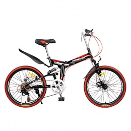 WZB Folding Mountain Bike WZB 26 inch Mountain Bike, 7 speed, Unisex, Front and Rear Mudguard, Double shock absorption before and after, Red