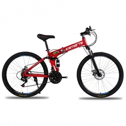 WZB Folding Mountain Bike WZB Full Dual-Suspension Mountain Bike, Featuring 26-Inch Wheels / Aluminum Frame with Disc Brakes, 27-Speed Shimano Drivetrain, in Multiple Colors, 17, 24Speed
