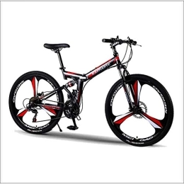 XER Bike XER Mountain Bike 27 Speed Steel High-Carbon Steel 24 Inches 3-Spoke Wheels Dual Suspension Folding Bike for Commuter City, Black, 21 speed