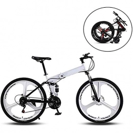 XHJZ Bike XHJZ 26 Inch Mountain Bikes, Folding High Carbon Steel Frame Variable Speed Double Shock Absorption Three Cutter Wheels Foldable Bicycle, Suitable for People with A Height of 160-185Cm, D, 24 speed