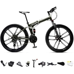 XHLLX Folding Mountain Bike XHLLX 24-Inch MTB Bicycle, Unisex Folding Commuter Bike, 24-Speed Gears Foldable Mountain Bike, Off-Road Variable Speed Bikes for Men And Women, Double Disc Brake / A Wheel, A