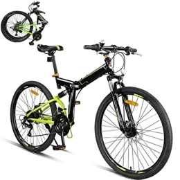 XHLLX Folding Mountain Bike XHLLX 26" Foldable Bicycle 24-Speed Folding Mountain Bike, Unisex Lightweight Commuter Bike, Double Disc Brake, MTB Full Suspension Bicycle, A