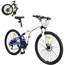 XHLLX Folding Mountain Bike XHLLX Foldable Bicycle 26 Inch, 24-Speed Folding Mountain Bike, Unisex Lightweight Commuter Bike, Double Disc Brake, MTB Full Suspension Bicycle, B
