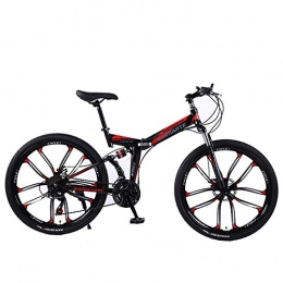 XM&LZ Folding Mountain Bike XM&LZ Fat Tire Foldable Bike Outroad Bicycles, Variable Speed Disc Brake, High Carbon Steel Road Bikes For Adults Students A 21speed 24inch