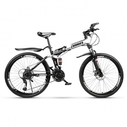 XM&LZ Bike XM&LZ High Carbon Steel Folding Mountain Bike, Variable Speed Fat Tire Suspension Mtb Bikes, Road Foldable Bike Bicycle Adults Kids A 24speed 24inch