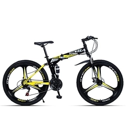 XUDAN Folding Mountain Bike XUDAN Mountain Bike, 24 / 26 Inch Full Suspension Folding Cross-Country Road Mountain Bike, 21 / 24 / 27 / 30-Speed High-Carbon Steel Double Disc Brake Thick Tires Are Easy To Assemble