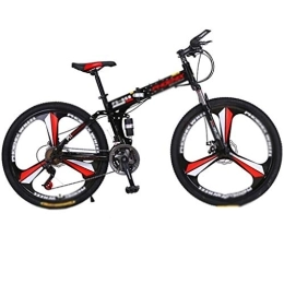 Xuejuanshop Folding Mountain Bike Xuejuanshop Folding Bikes Folding Bike, 26-inch Wheels Portable Carbike Bicycle Adult Students Ultra-Light Portable foldable bicycle (Color : Red, Size : 21 speed)