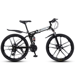 XYDDC Bike XYDDC 26 Inch Mountain Bikes High-carbon Steel Frame 21 / 24 / 27 Speed Portable Folding Bicycle Men's Dual Disc Brake Hardtail with Adjustable Seat