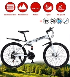 XYQCPJ Mountain Folding Bike, 26 Inch Portable Adult Student Bicycle 30 Spoke Wheel 24 Speed Double Disc Brake Non-Slip Durable Safety Easy To Carry Suitable For Long-Distance Riding