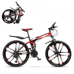 JIAWYJ Folding Mountain Bike YANGHAO-Adult mountain bike- Folding adult bicycle, 24-inch hydraulic shock off-road racing, lockable U-shaped fork, double shock absorption, 21 / 24 / 27 / 30 speed YGZSDZXC-04 ( Color : Red , Size : 27 )