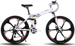 YANQ Bike YANQ 26inch Mountain Bike, Folding Bike, Full Suspension and Dual Disk Brake, Carbon Steel Frame 27-Speed Bike, White