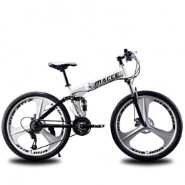 YBCN Folding Mountain Bike YBCN Folding mountain bike, 26 inch 27-speed variable speed double shock absorption front and rear disc brakes soft tail men adult outdoor riding travel, Silver