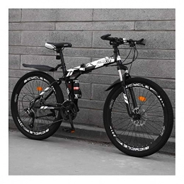 YCHBOS Folding Mountain Bike YCHBOS 24” 26” Mens Folding Bikes Mountain Bike, 27 Speed Full Suspension Mountain Bike, Carbon Steel Mountain Bike with Dual Disc Brakes, 40 SpokeC-26 inch