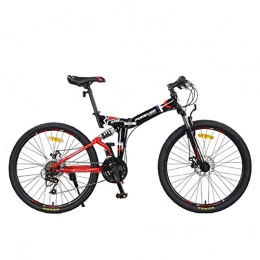 YEARLY Folding Mountain Bike YEARLY Mountain folding bikes, Adults folding bicycles 24 speed Male Double shock absorber Soft tail Women foldable bikes-red 24inch
