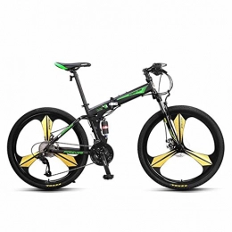 YEARLY Folding Mountain Bike YEARLY Mountain folding bikes, Adults folding bicycles Off-road Double shock absorber Soft tail 27 speed Shimano Foldable bikes-green 26inch