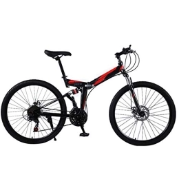 YGTMV Folding Mountain Bike YGTMV Adult Mountain Bike, 26 Inch Wheels High Carbon Steel Folding Outroad Bicycles, 21 / 24 / 27 / 30 Speed Bicycle Full Suspension MTB ​​Gears Dual Disc Brakes Mountain Bicycle, C, 21 speed
