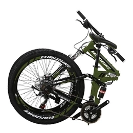 EUROBIKE Bike YH-G4 Folding Mountain Bike for Adults 26 Inch Wheels 21 Speed Full Suspension Dual Disc Brakes Foldable Frame Bicycle (Green)