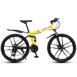 YHANS Bike YHANS Speed Bicycle, Suspension Mountain Trail Bike Thickened High Carbon Steel Folding Mountain Bicycles Comfortable During Riding Suitable for Cycling Enthusiasts, Yellow, 21 speed