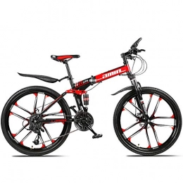 YIWOZA Bike YIWOZA mountain bike 26 inch folding bikes for adults, (10cutter wheels), BLACKRED, 21 SPEED