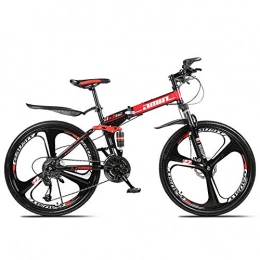 YIWOZA mountain bike 26 inch folding bikes for adults,(3cutter wheels),BLACKRED,21 SPEED