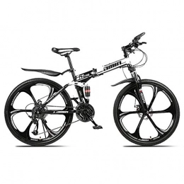 YIWOZA Bike YIWOZA mountain bike 26 inch folding bikes for adults, (6 cutter wheels) WHITE BLACK, 21 SPEED
