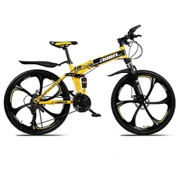 YIWOZA Bike YIWOZA mountain bike 26 inch folding bikes for adults, (6 cutter wheels) YELLOW, 21 SPEED