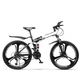 YOUSR Folding Mountain Bike YOUSR 21 Speed Foldable Bike, 26 / 24 Inch Folding Bicycle, Dual Suspension, Double Shock, Male and Female Off-Road Racing Absorber Bicycle White 26inches