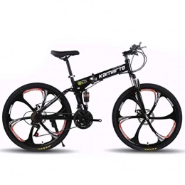 YOUSR Folding Mountain Bike YOUSR 26 Inches Wheels Dual Suspension Bike, Variable Speed City Road Bicycle Hardtail Mountain Bikes Black 21 Speed
