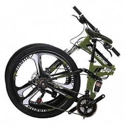 YOUSR Folding Mountain Bike YOUSR Mountain Bike 21 Speed Steel Frame 26 Inches Wheels Dual Suspension Folding Bike
