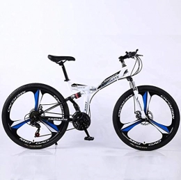 YOUSR Bike YOUSR Unisex 24 Inch Folding City Road Bicycle, 21 Speed Shock Absorption Shifting Soft Tail Mountain Bike White