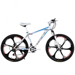 YOUSR Folding Mountain Bike YOUSR Unisex Mountain Bikes, 24 Inch Wheel City Road Bicycle Cycling Mens MTB Variable Speed White Blue 24 speed