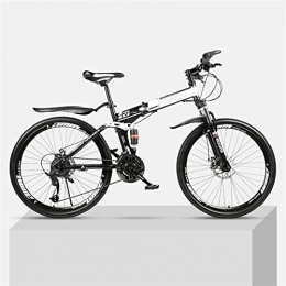 YQCH Folding Mountain Bike Youth And Adult Mountain Folding Mountain Bike, Outroad Mountain Bike, Aluminum And Steel Frame, 27 Speeds 26 Inch, Full Suspension MTB Bikes, Double Disc Brake Bicycles (Color : Black)