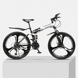 YQCH Bike Youth And Adult Mountain Folding Mountain Bike, Outroad Mountain Bike, Aluminum And Steel Frame, 30 Speeds 26 Inch, Full Suspension MTB Bikes, Double Disc Brake Bicycles (Color : Black)
