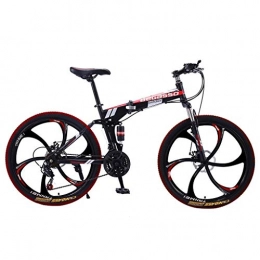 YSFWL Bike YSFWL 26 Inch Folding Bike Mountain MTB Variable Speed Bicycle for Adult Men and Women, Carbon Steel Bike Speed Bicycle Full Suspension MTB, Aluminum Bike Front Rear Disc Brakes Bicycle