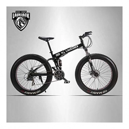YUEMS Mountain Bikes Mining Two-ply Bicycle Steel Folding Frame 24 Speed Mechanical Disc Wheel Disc Brakes 26"x4.0 Fat Bike (Color : Black, Size : 26 inch)