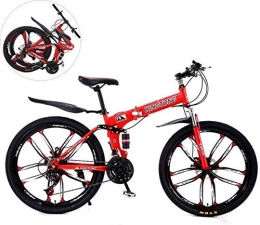 YUHT Bike YUHT Mountain Bike, Folding bicycle 24 Inches Double Shock Absorption Foldable Bicycle, Unisex High-carbon Steel Variable Speed Mountain Bike