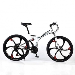 YUKM The Six-Spoke Wheel Foldable Portable Cross-Country Bike Is Suitable for Men And Women in Five Colors And Mountain Bikes with Three-Speed Conversion,White,26 inch 27 speed