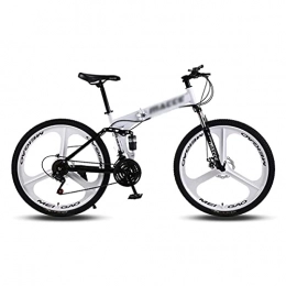 YUNLILI Folding Mountain Bike YUNLILI Multi-purpose 26 Inch Foldable Mountain Bike High Carbon Steel With Front Suspension Disc Brake Outdoor Bikes For Men Woman Adult And Teens (Color : White, Size : 27 Speed)
