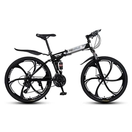 YUNLILI Folding Mountain Bike YUNLILI Multi-purpose Mountain Bike 26 Inch Folding Mountain Bike Carbon Steel Frame 21 / 24 / 27 Speeds With Dual Disc Brake For A Path Trail & Mountains (Color : Black, Size : 21 Speed)