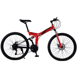 Yunyisujiao Mountain Bikes, 24-inch folding mountain bikes, 21-Speed Bicycle Full Suspension MTB, Men And Women Portable Adult Bicycle (Color : Red)