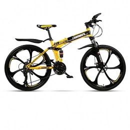 YWHCLH Folding Mountain Bike YWHCLH 26 / 24 Inch Male and Female Disc Brake Mountain Bike, Variable Speed Dual Disc Brake, Mountain Bike with Adjustable Front Seat Suspension, Road Bike (24inch 24-speeded, Black yellow)