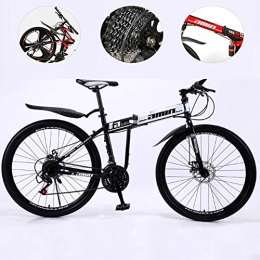 YXYBABA Bike YXYBABA 26 in Steel Carbon Mountain Trail Bike High Carbon Steel Full Suspension Frame Folding Bicycles 27-Speed Bicycle Full Suspension MTB Gears Dual Disc Brakes Mountain Bicycle, White
