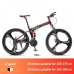 YXYLD Bike YXYLD Folding Mountain Bikes For Men And Women, 26-Inch Thickened High-Carbon Steel Frame Bicycles, With Professional Shift Kit, 24-Inch Double Suspension Mountain Bikes