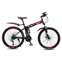 YYSD Folding Mountain Bike YYSD 24 / 26 Inch Adult Folding Mountain Bike, High Carbon Steel Outroad Bicycle, 21-Speed Shock Absorption Dual Disc Brakes Portable Bicycle