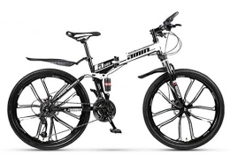 YZ-YUAN Folding Mountain Bike YZ-YUAN Adult Mountain Bike, Folding Mountain Trail Bike High Carbon Steel Outroad Bicycles, 26'' 21 / 24 / 27 / 30Speed Bicycle Full Suspension MTB Gears Dual Disc Brakes Mountain Bicycle B 21 speed