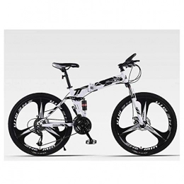 Z-LIANG Bike Z-LIANG Outdoor sports Folding Mountain Bike 24 Speed Bicycle Full Suspension MTB Foldable Frame 26" 3 Spoke Wheels (Color : White)