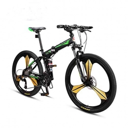 ZDZXCMW Bike ZDZXCMW Foldable Bicycle Speed mountain Bike Off-road Double Shock Absorption Soft Tail Bicycle Men And Women Ultra Light Portable Adult Adults, blackgreen