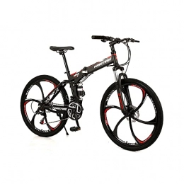 ZHANGJIN Bike ZHANGJIN All-mountain Full Suspension Mountain Bike (26-inch Wheels) High-carbon Steel Folding Frame, 21-speed Braking System